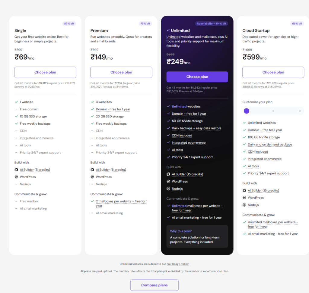 Hostinger Pricing and Plans