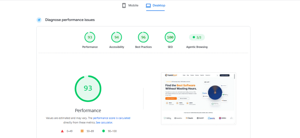 PageSpeed Insights screenshot