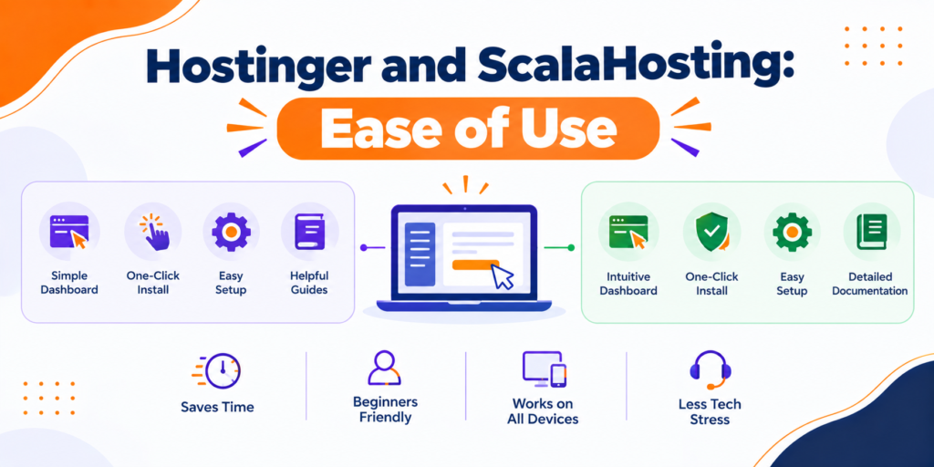 Hostinger and ScalaHosting Ease of Use